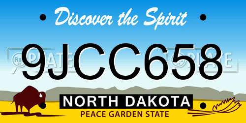 9JCC658 North Dakota License Plate