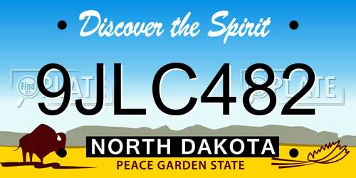 9JLC482 North Dakota License Plate
