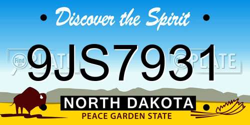9JS7931 North Dakota License Plate