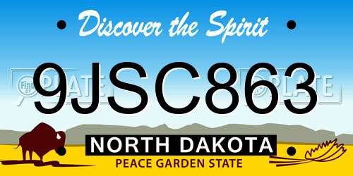 9JSC863 North Dakota License Plate