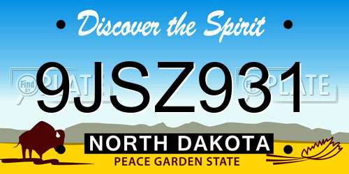 9JSZ931 North Dakota License Plate