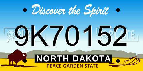 9K70152 North Dakota License Plate