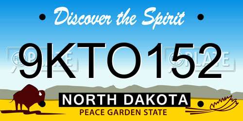 9KTO152 North Dakota License Plate