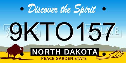 9KTO157 North Dakota License Plate