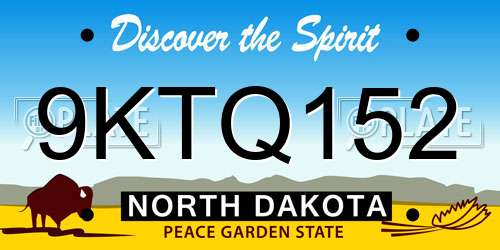 9KTQ152 North Dakota License Plate