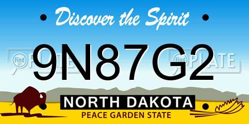 9N87G2 North Dakota License Plate