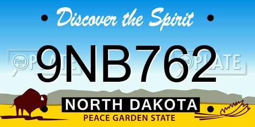 9NB762 North Dakota License Plate
