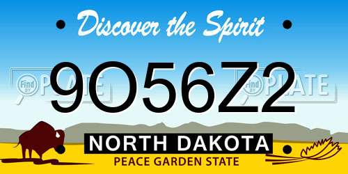 9O56Z2 North Dakota License Plate