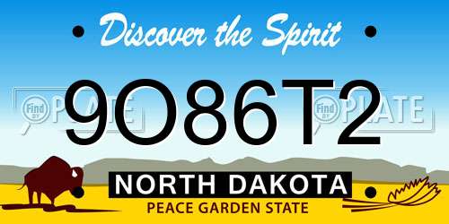 9O86T2 North Dakota License Plate