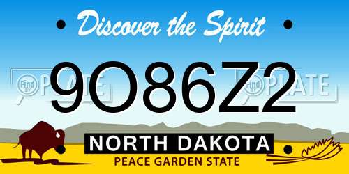 9O86Z2 North Dakota License Plate