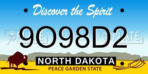 9O98D2 North Dakota License Plate