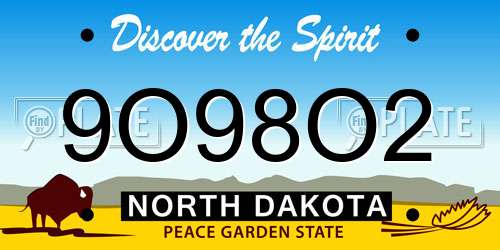 9O98O2 North Dakota License Plate