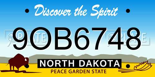 9OB6748 North Dakota License Plate
