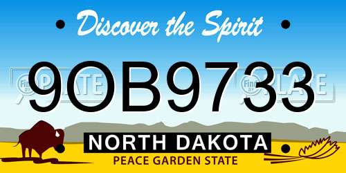 9OB9733 North Dakota License Plate