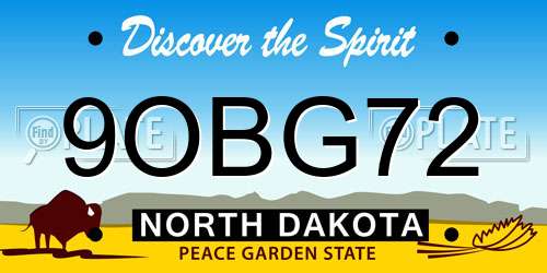 9OBG72 North Dakota License Plate