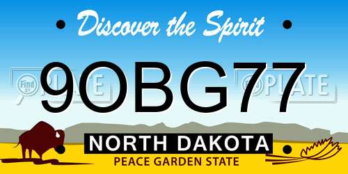 9OBG77 North Dakota License Plate