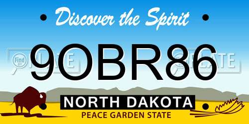 9OBR86 North Dakota License Plate