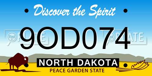 9OD074 North Dakota License Plate