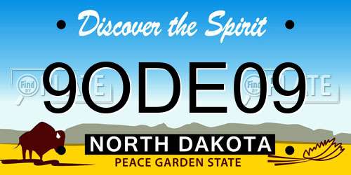 9ODE09 North Dakota License Plate