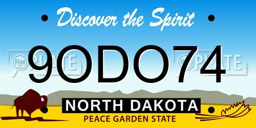 9ODO74 North Dakota License Plate