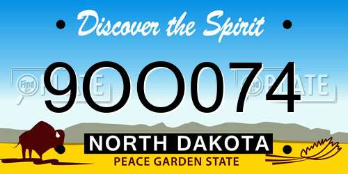9OO074 North Dakota License Plate