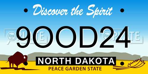 9OOD24 North Dakota License Plate