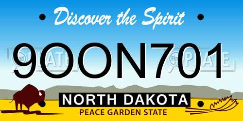 9OON701 North Dakota License Plate