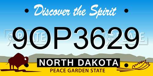 9OP3629 North Dakota License Plate