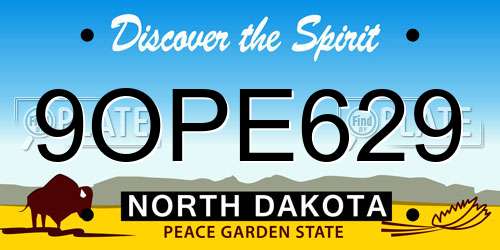 9OPE629 North Dakota License Plate