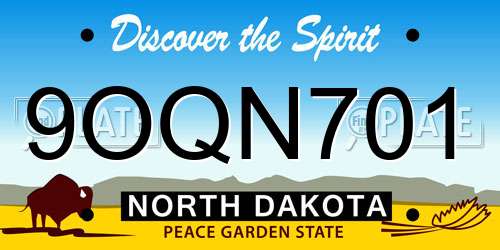 9OQN701 North Dakota License Plate