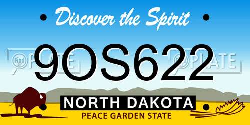9OS622 North Dakota License Plate