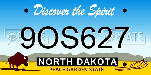 9OS627 North Dakota License Plate