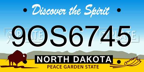 9OS6745 North Dakota License Plate