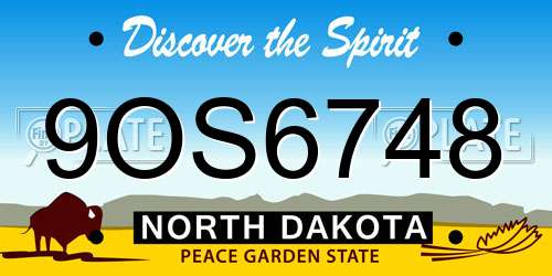 9OS6748 North Dakota License Plate