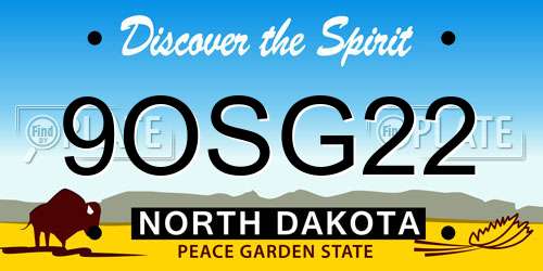 9OSG22 North Dakota License Plate