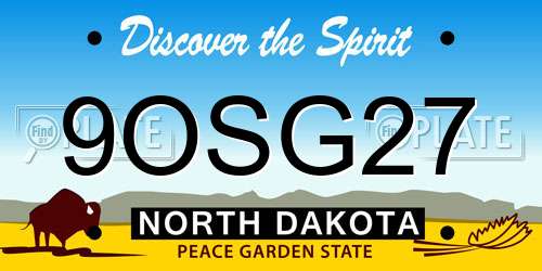 9OSG27 North Dakota License Plate