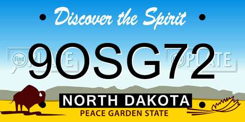 9OSG72 North Dakota License Plate