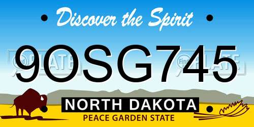 9OSG745 North Dakota License Plate
