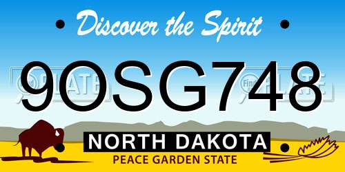 9OSG748 North Dakota License Plate
