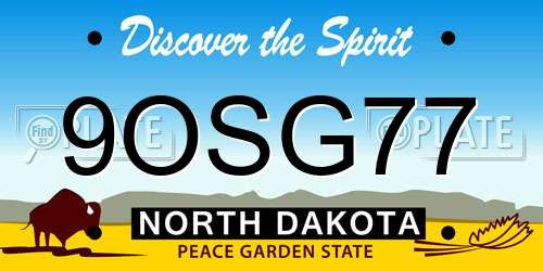 9OSG77 North Dakota License Plate