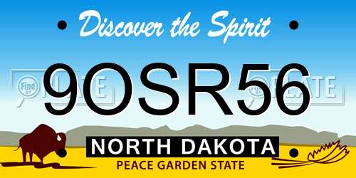9OSR56 North Dakota License Plate