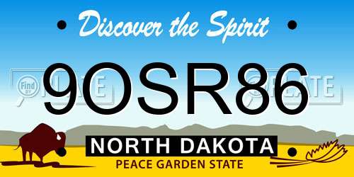 9OSR86 North Dakota License Plate