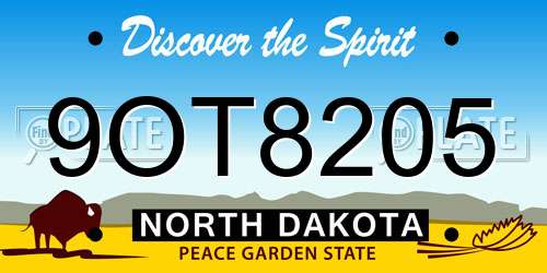 9OT8205 North Dakota License Plate