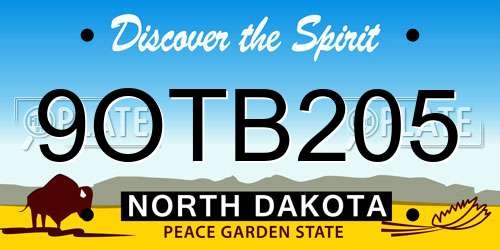 9OTB205 North Dakota License Plate