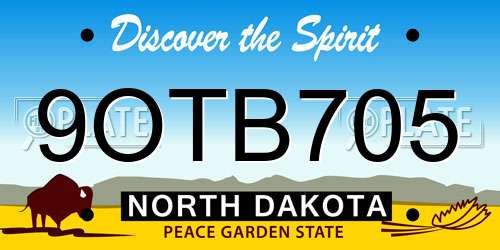 9OTB705 North Dakota License Plate