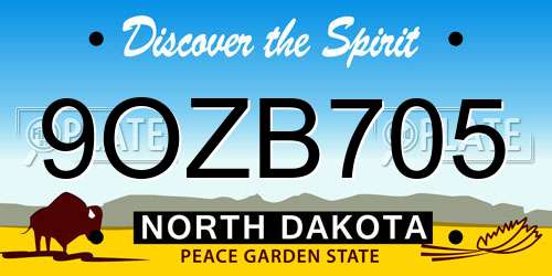 9OZB705 North Dakota License Plate
