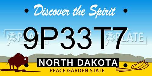 9P33T7 North Dakota License Plate