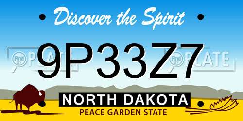 9P33Z7 North Dakota License Plate