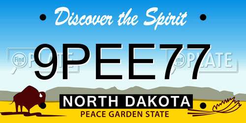 9PEE77 North Dakota License Plate