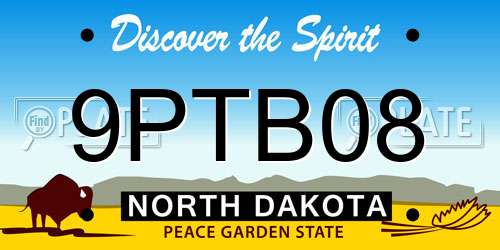 9PTB08 North Dakota License Plate